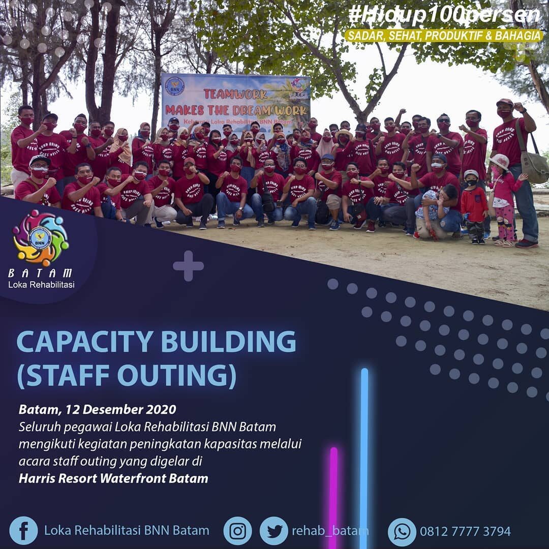 Keluarga Besar Loka Rehabilitasi BNN Batam Gelar Capacity Building bertajuk "Teamwork Makes The Dream Work #Hidup100persen Keep Going & Gass Poll"
