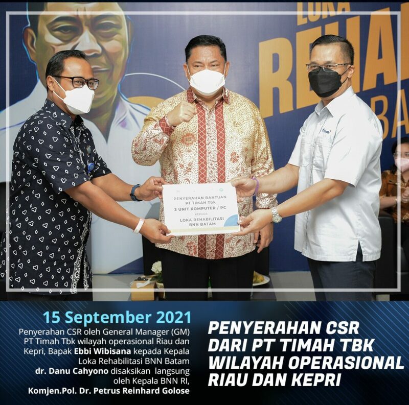 PT Timah Tbk Wilayah Operasional Riau dan Kepri Serahkan CSR Kepada Loka Rehabilitasi BNN Batam Dihadapan Jendral Petrus Golose