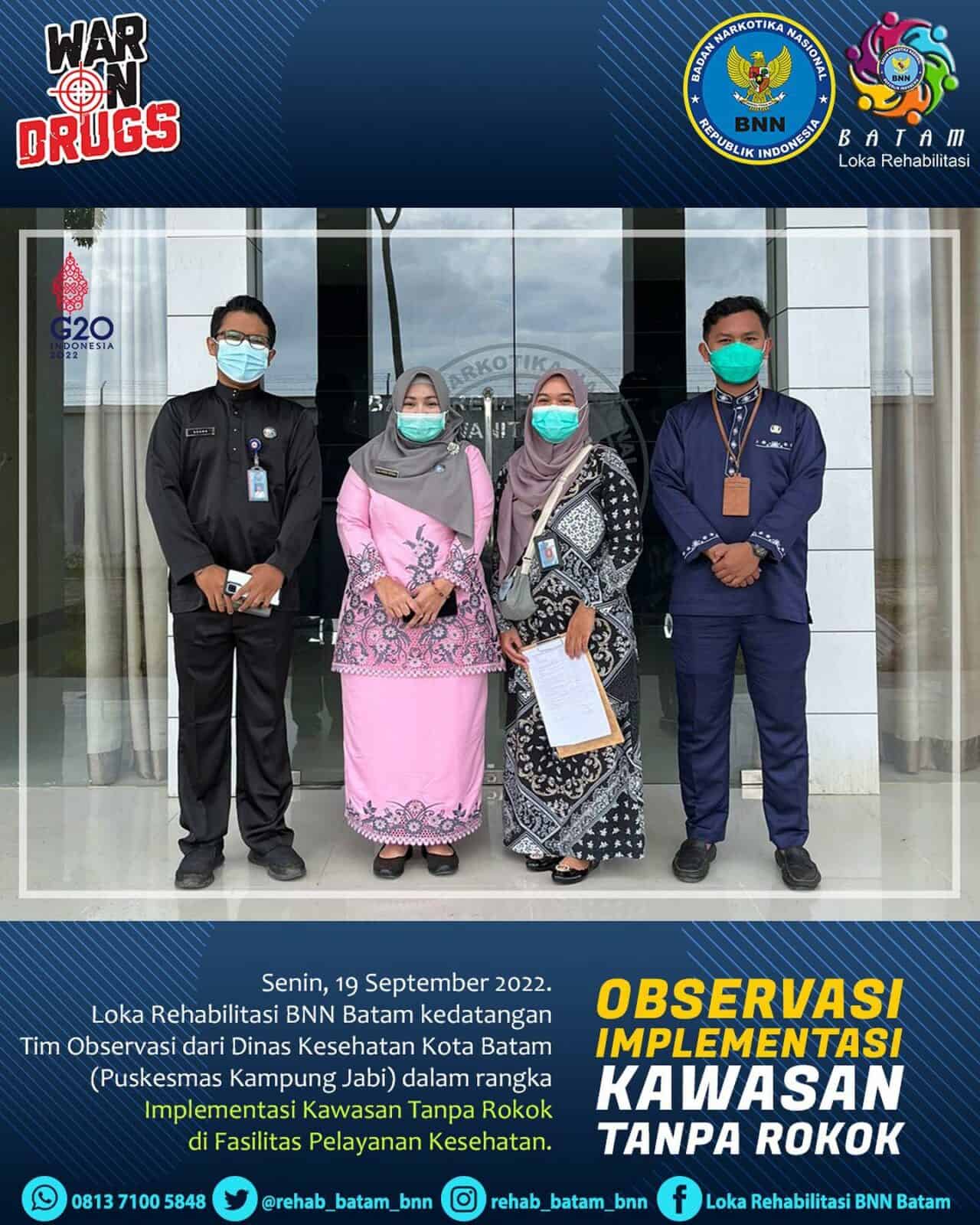 Dinas Kesehatan Kota Batam Lakukan Observasi Implementasi Kawasan Tanpa Rokok di Loka Rehabilitasi BNN Batam Dinas Kesehatan Kota Batam Lakukan Observasi Implementasi Kawasan Tanpa Rokok di Loka Rehabilitasi BNN Batam