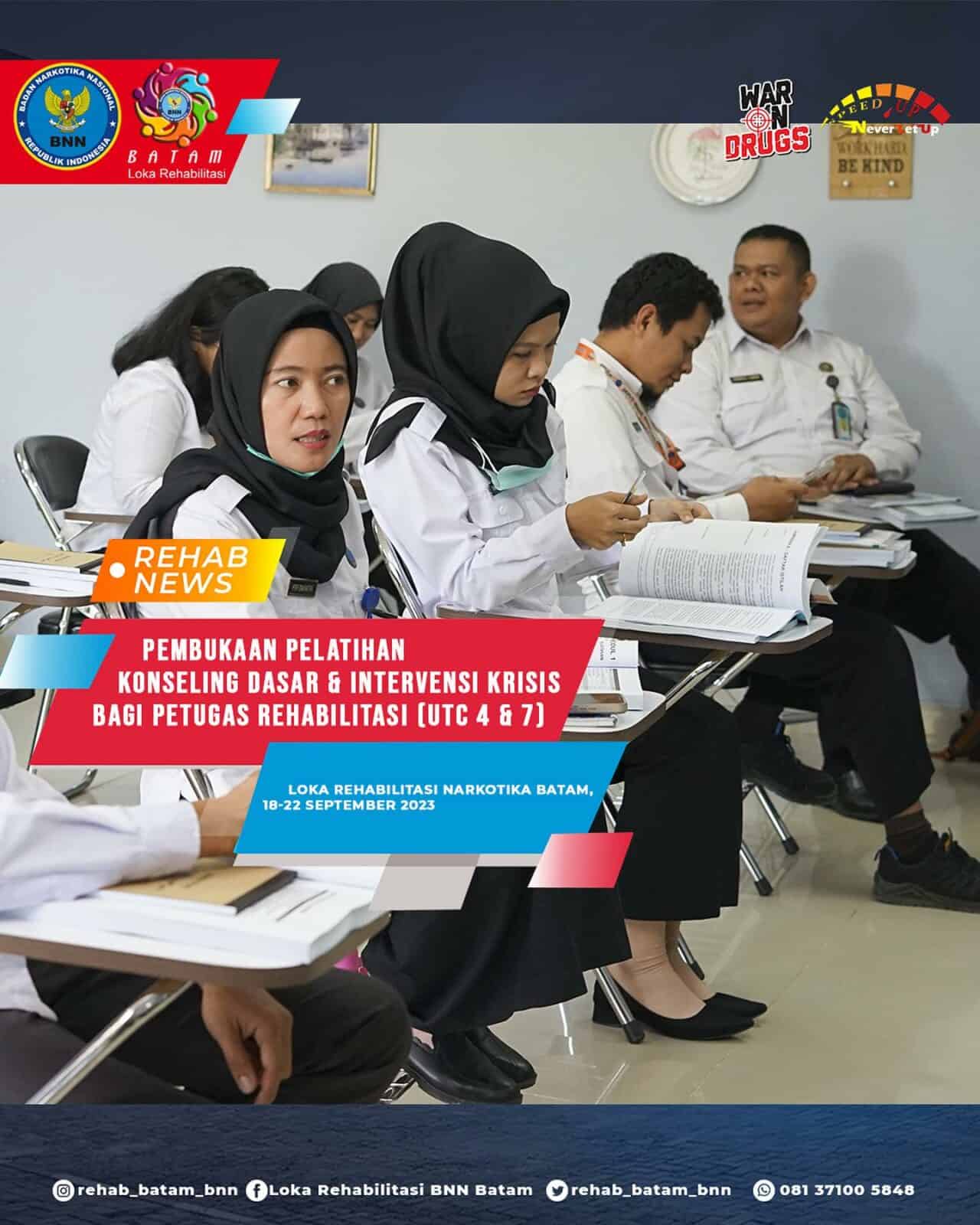 Bimbingan Teknis Keterampilan Konseling Dasar dan Intervensi Krisis untuk Profesional Adiksi (UTC 4 & 7) Bimbingan Teknis Keterampilan Konseling Dasar dan Intervensi Krisis untuk Profesional Adiksi (UTC 4 & 7)