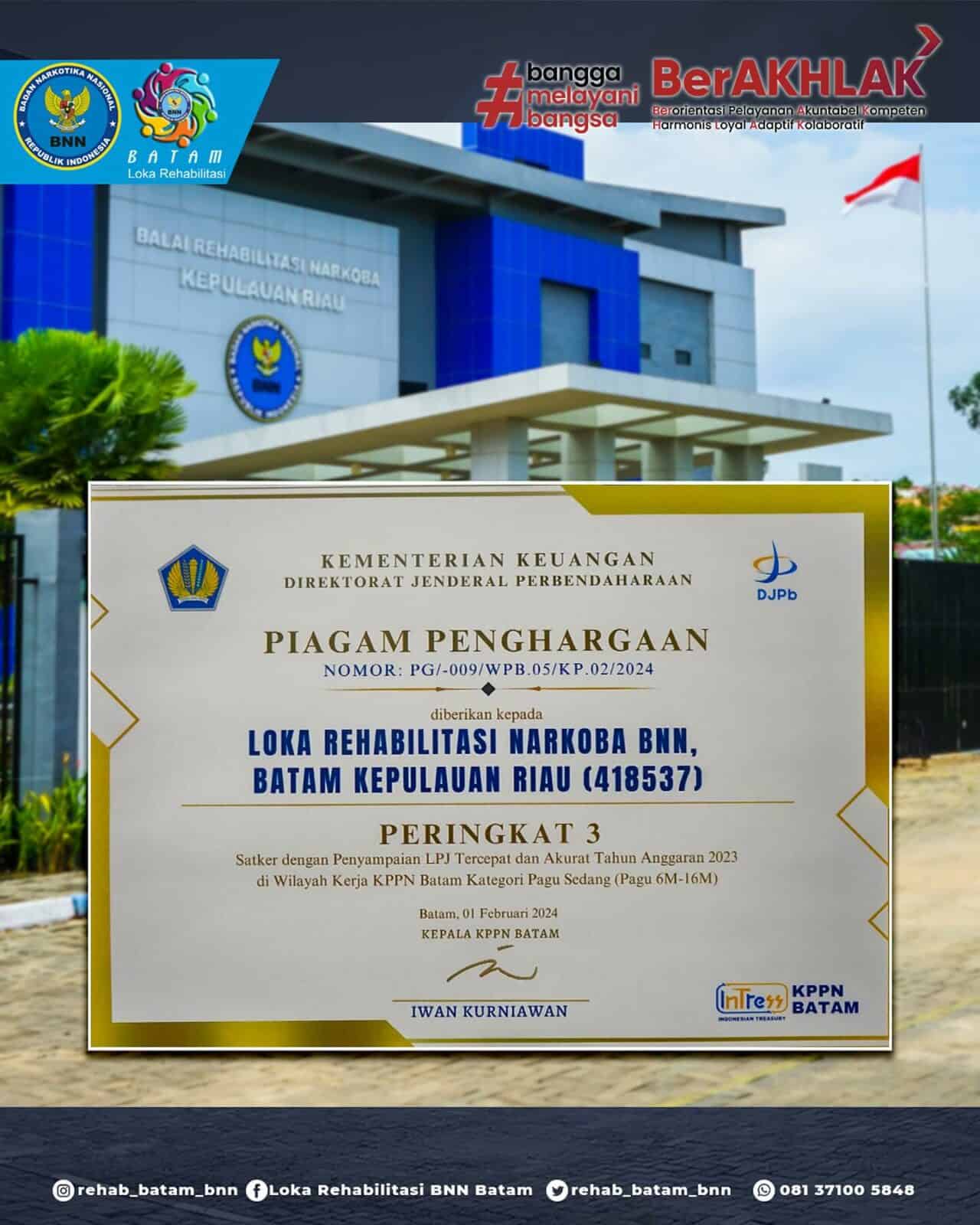 Loka Batam Raih Peringkat III Satker Dengan Penyampaian LPJ Tercepat dan Akurat Tahun Anggaran 2023 Loka Batam Raih Peringkat III Satker Dengan Penyampaian LPJ Tercepat dan Akurat Tahun Anggaran 2023